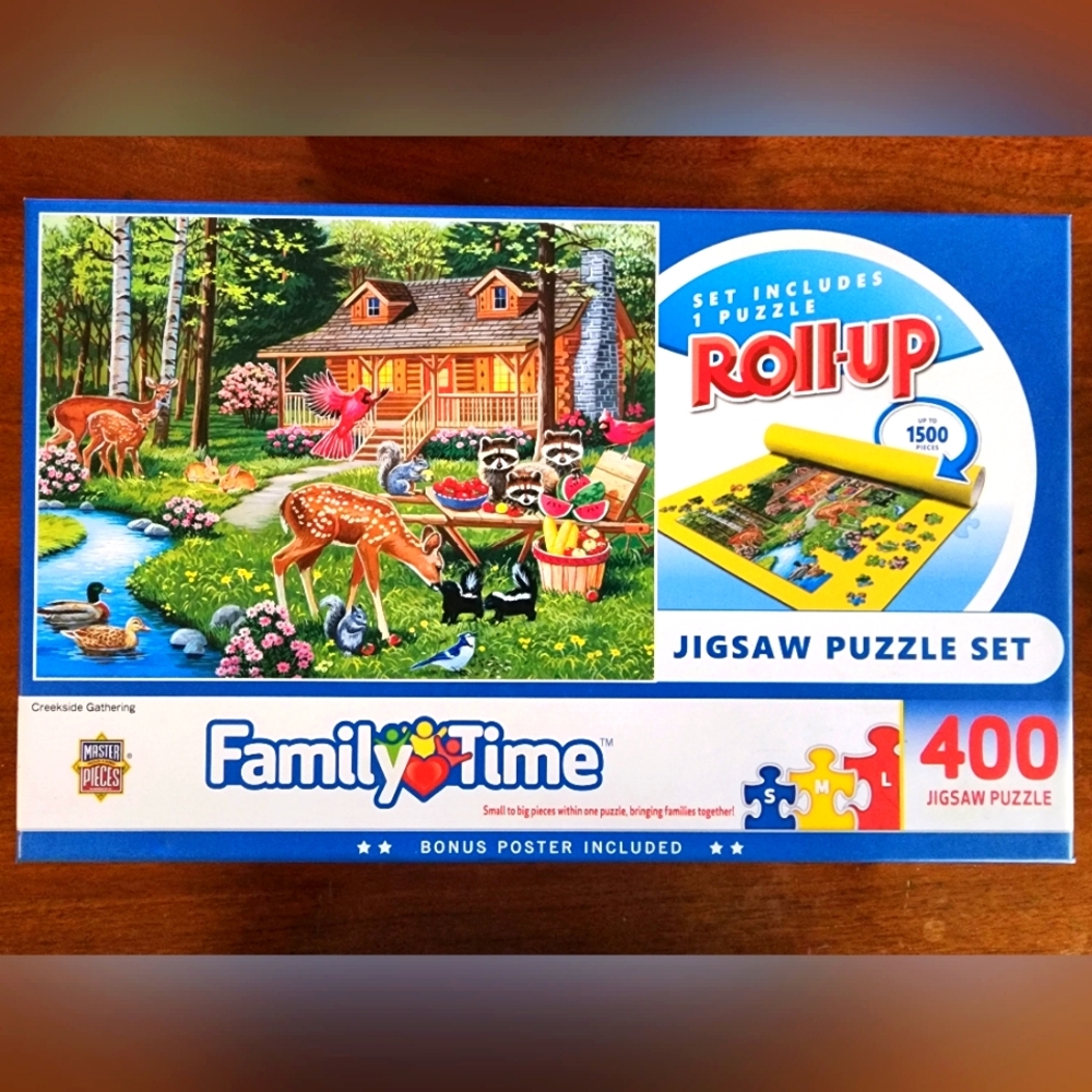 Forest Animals and Cabin Jigsaw Puzzle set NIB 400 pc